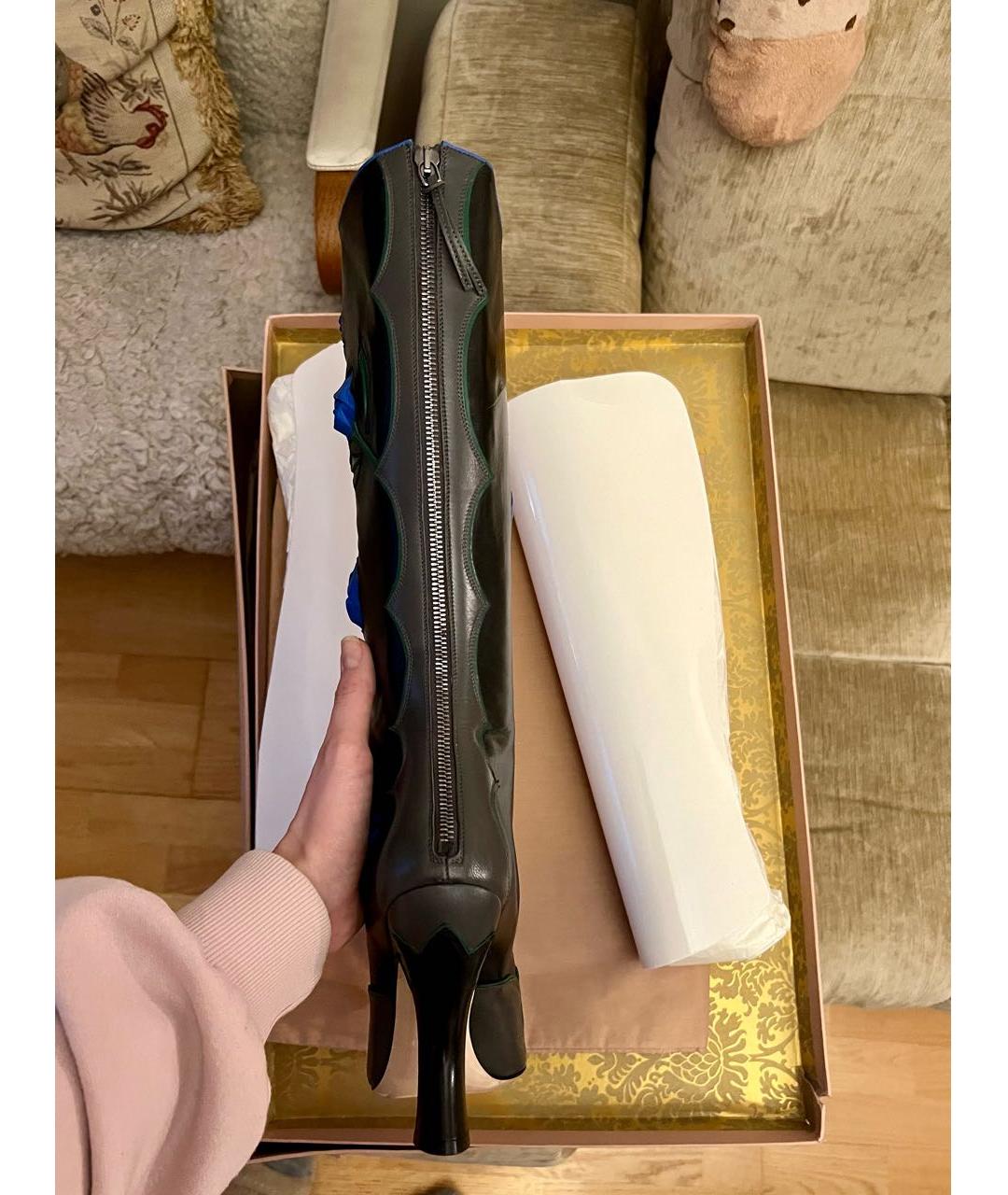 MIU MIU Черные кожаные сапоги, фото 5