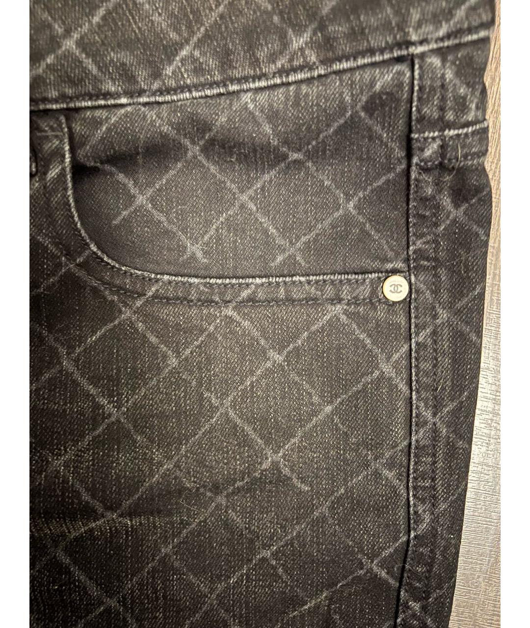 CHANEL Серые хлопко-эластановые прямые джинсы, фото 4