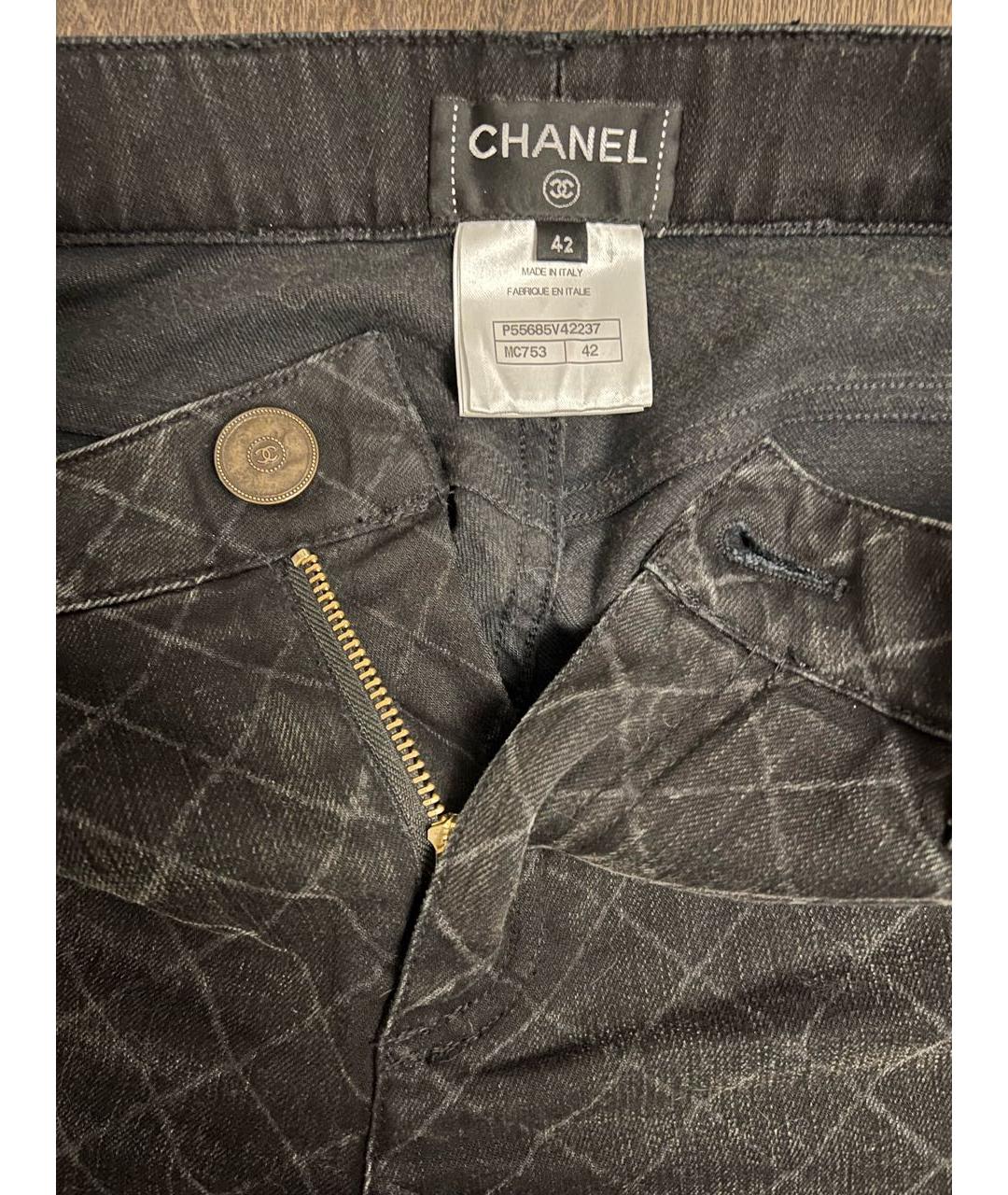 CHANEL Серые хлопко-эластановые прямые джинсы, фото 3