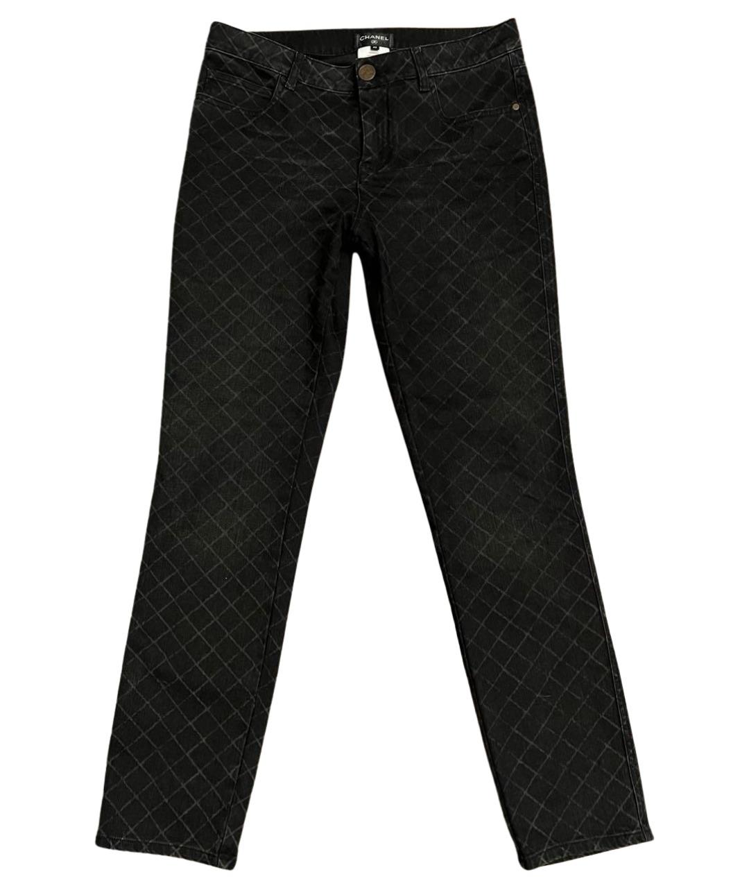 CHANEL Серые хлопко-эластановые прямые джинсы, фото 1