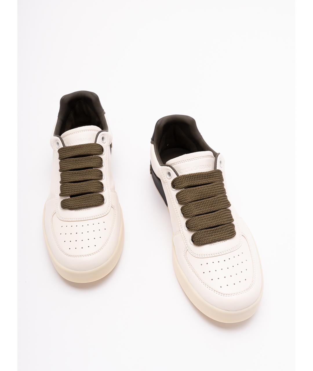 DOLCE&GABBANA Бежевые кожаные низкие кроссовки / кеды, фото 5