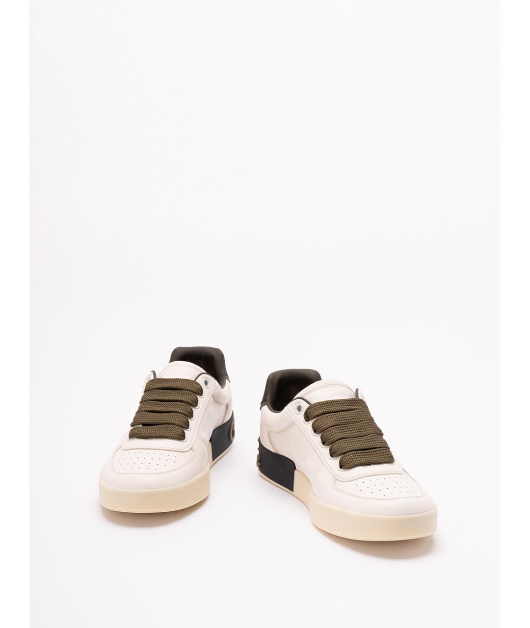 DOLCE&GABBANA Бежевые кожаные низкие кроссовки / кеды, фото 2