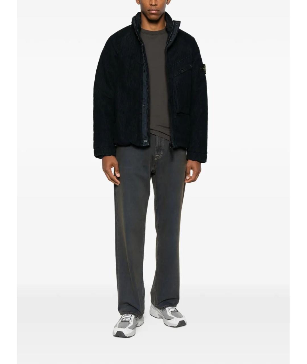 STONE ISLAND Темно-синяя хлопко-эластановая куртка, фото 2