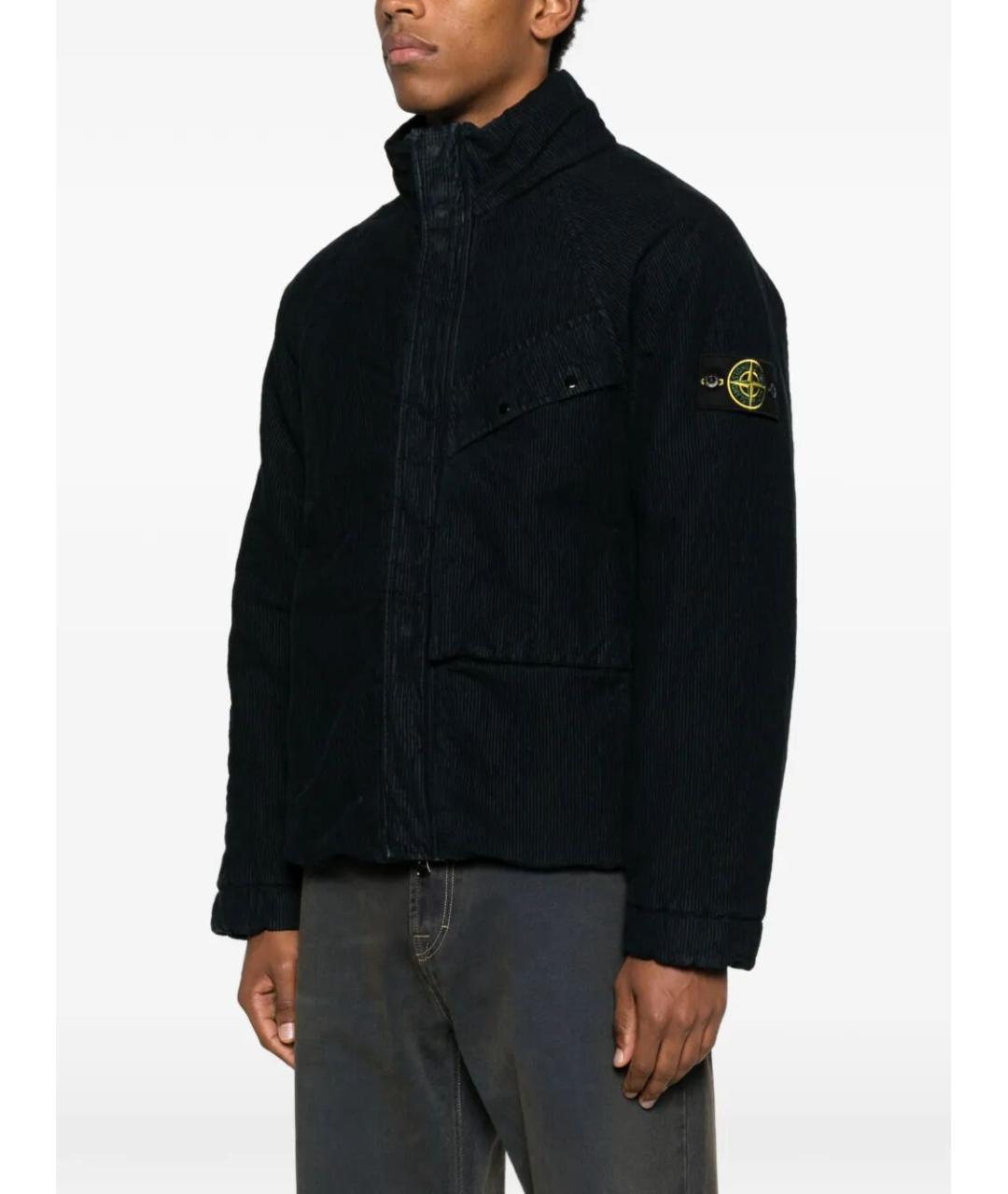 STONE ISLAND Темно-синяя хлопко-эластановая куртка, фото 3