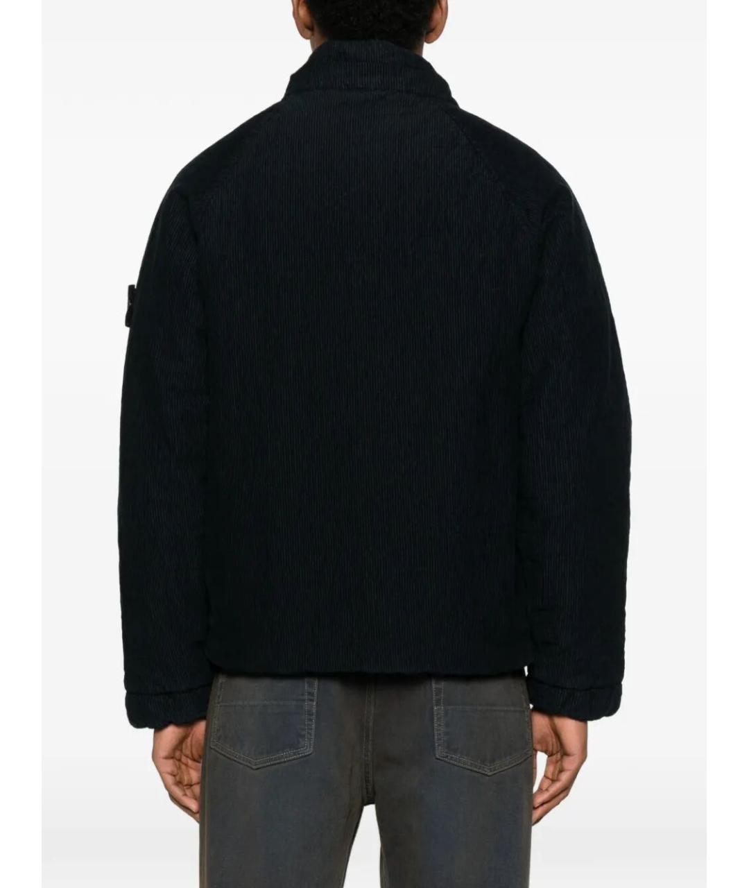 STONE ISLAND Темно-синяя хлопко-эластановая куртка, фото 4