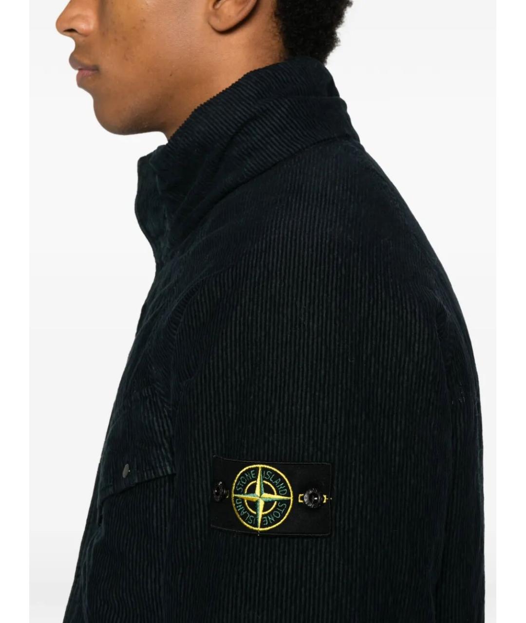 STONE ISLAND Темно-синяя хлопко-эластановая куртка, фото 5