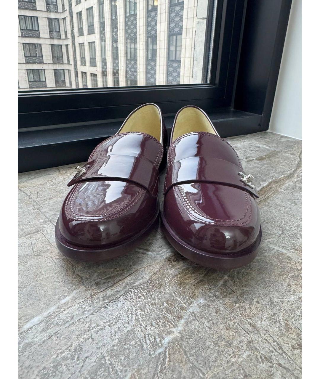 CHANEL Бордовые лоферы из лакированной кожи, фото 2