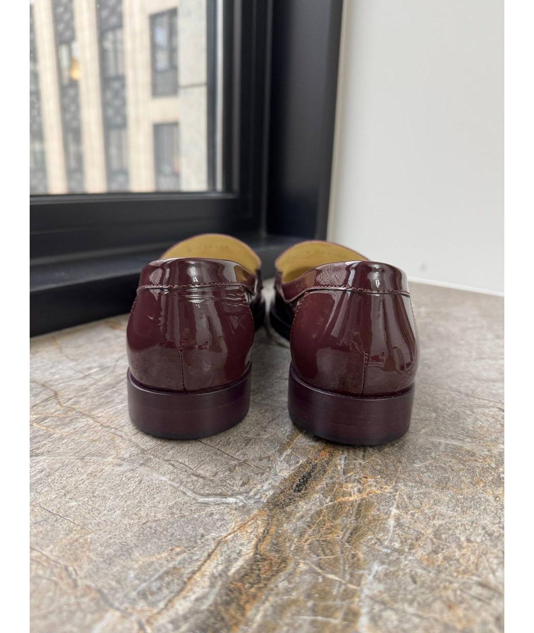 CHANEL Бордовые лоферы из лакированной кожи, фото 4