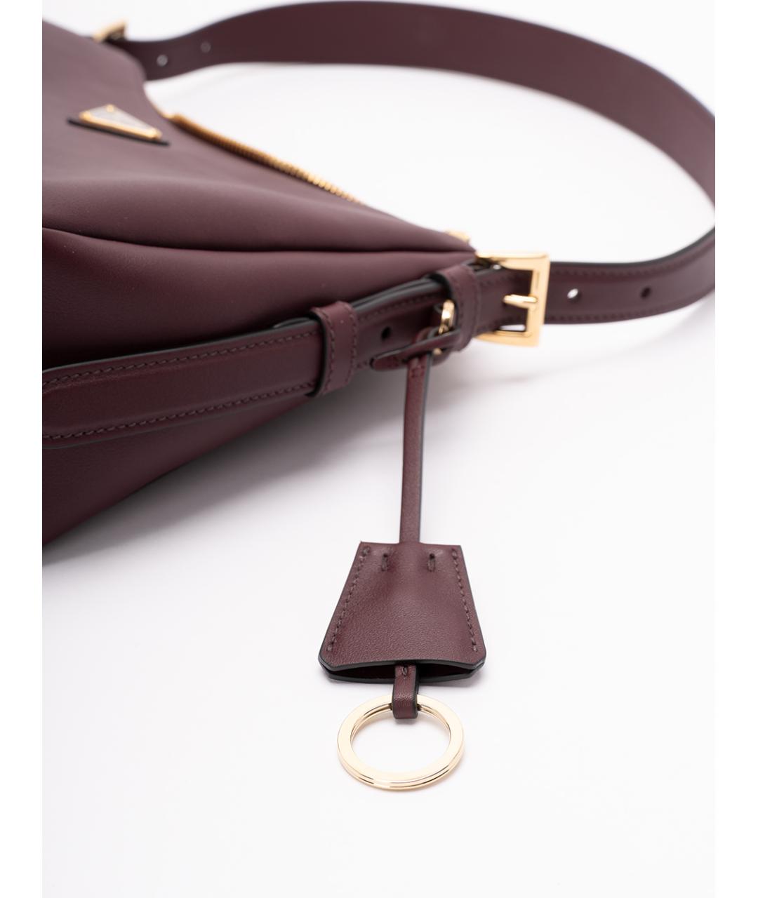 PRADA Бордовая кожаная сумка через плечо, фото 6