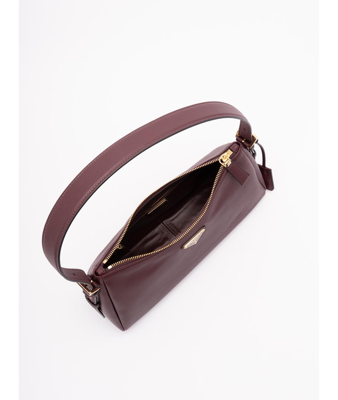 PRADA Бордовая кожаная сумка через плечо, фото 5