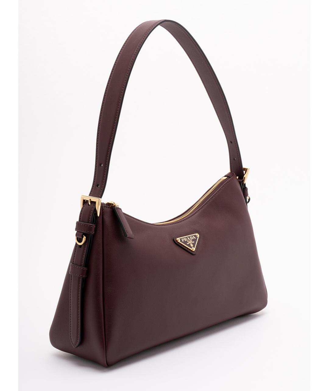 PRADA Бордовая кожаная сумка через плечо, фото 3