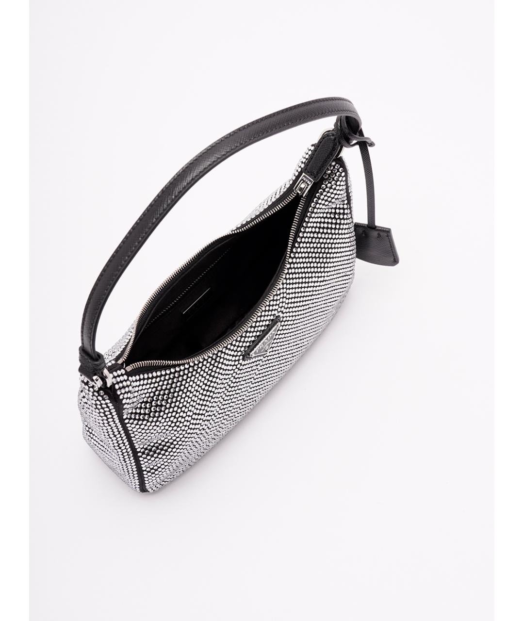 PRADA Серебряная тканевая сумка через плечо, фото 5