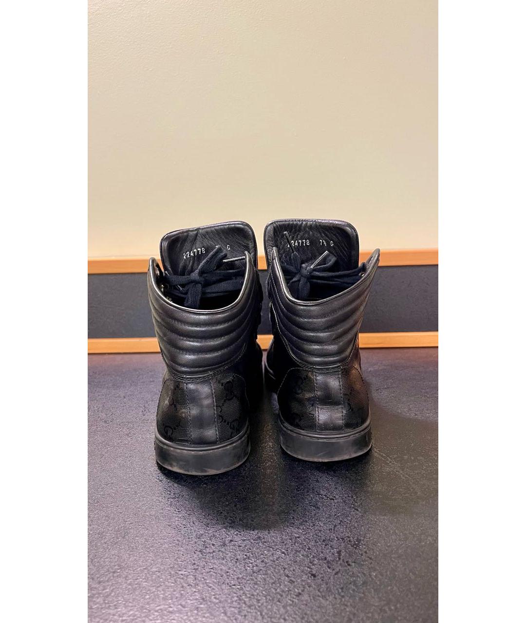 GUCCI Черные высокие кроссовки / кеды из лакированной кожи, фото 4