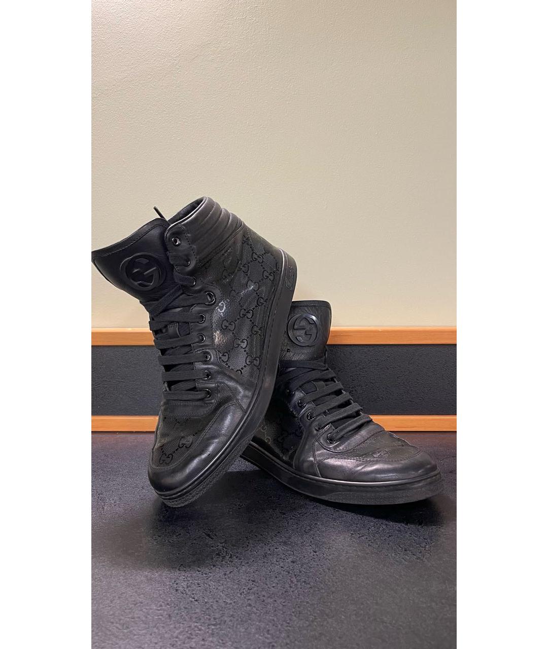 GUCCI Черные высокие кроссовки / кеды из лакированной кожи, фото 9