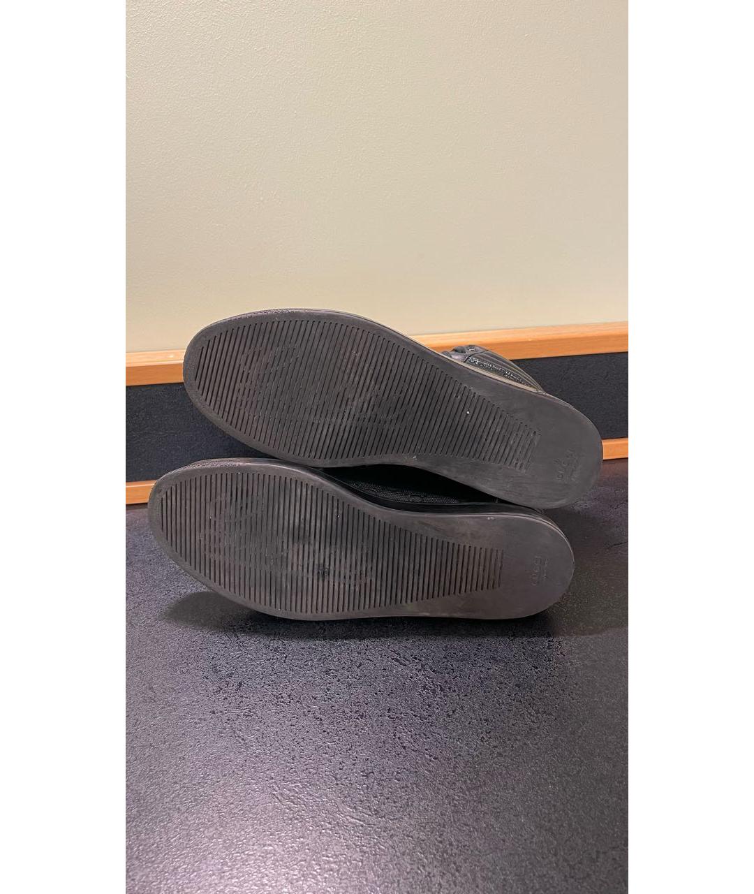 GUCCI Черные высокие кроссовки / кеды из лакированной кожи, фото 5