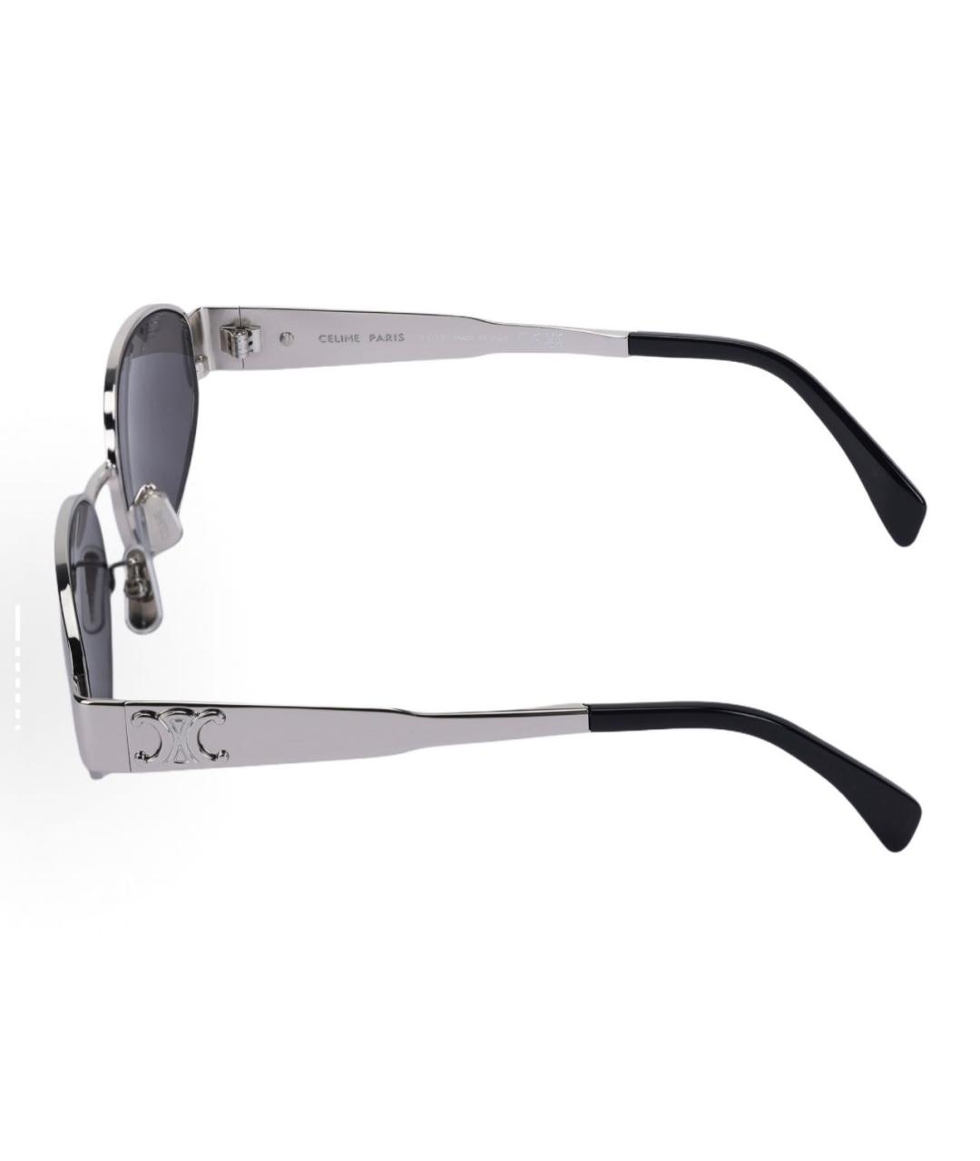 CELINE Серебряные металлические солнцезащитные очки, фото 3