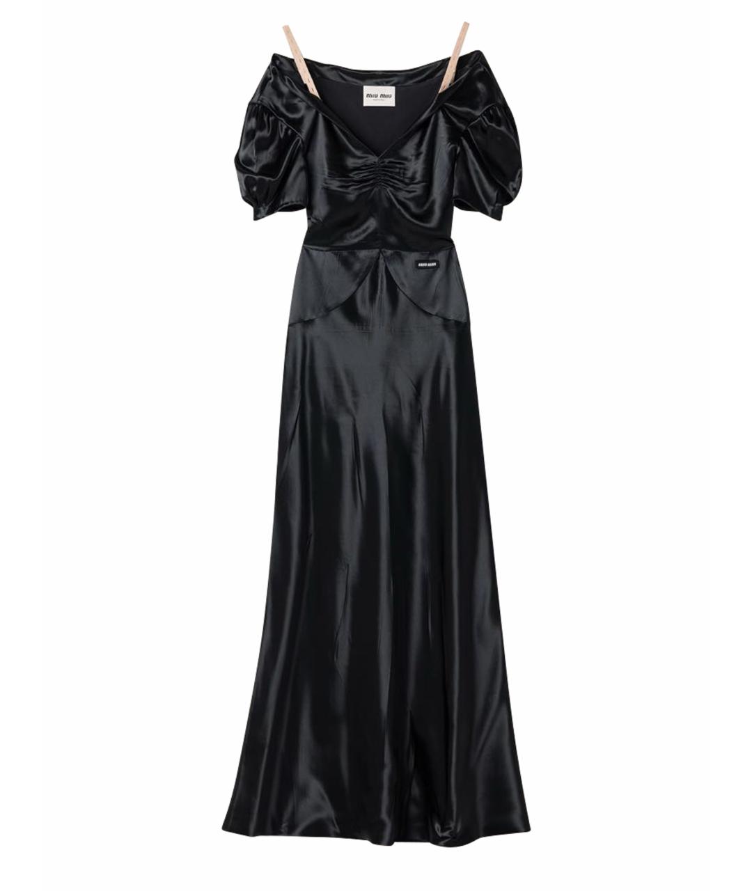 MIU MIU Черное вискозное повседневное платье, фото 1