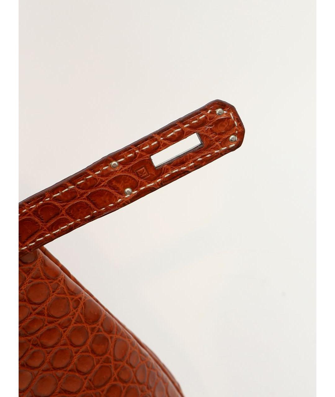 HERMES Коричневая сумка с короткими ручками из экзотической кожи, фото 8