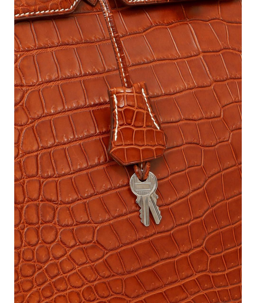 HERMES Коричневая сумка с короткими ручками из экзотической кожи, фото 5