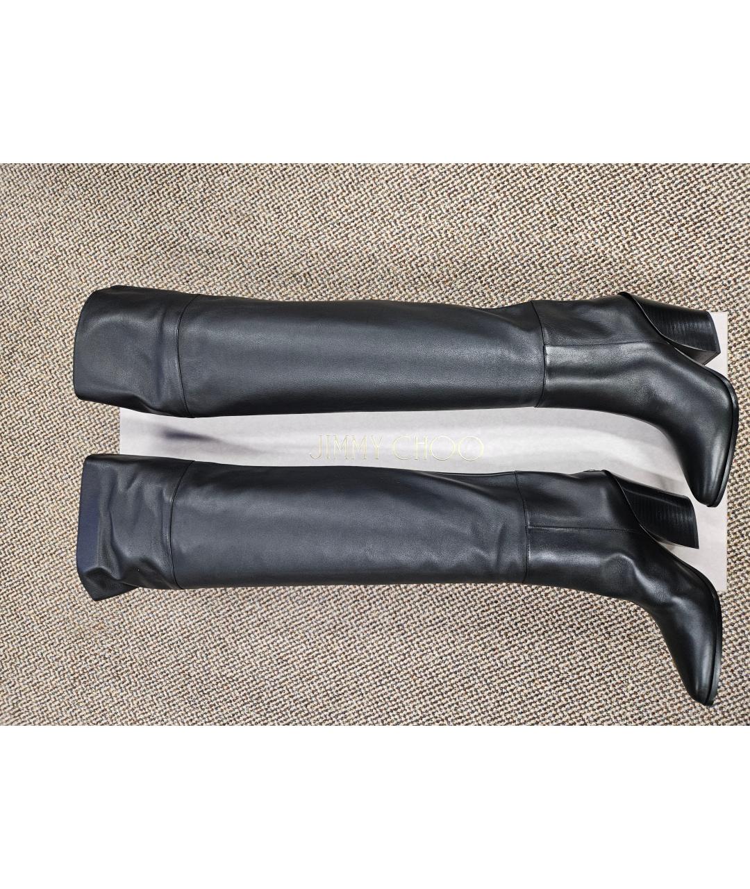 JIMMY CHOO Черные кожаные сапоги, фото 2