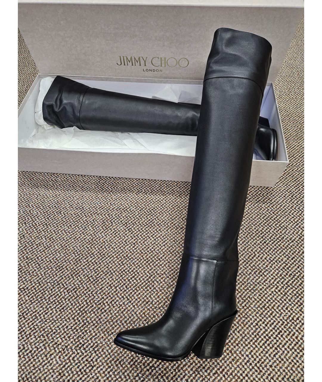 JIMMY CHOO Черные кожаные сапоги, фото 4