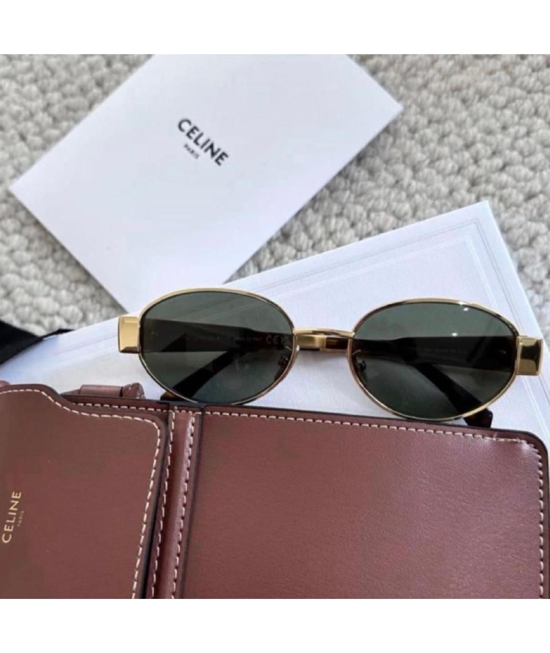 CELINE Золотые металлические солнцезащитные очки, фото 4