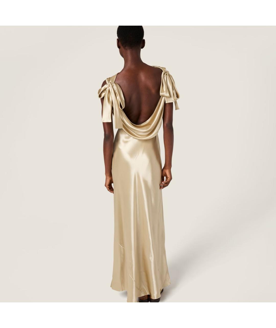 MIU MIU Бежевое вискозное повседневное платье, фото 3