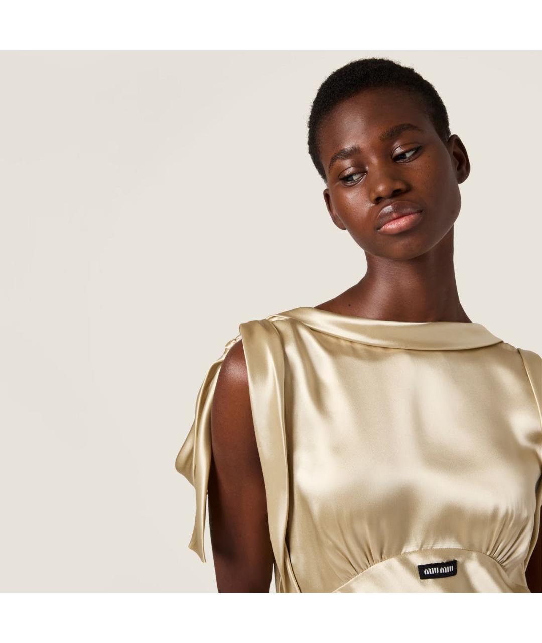 MIU MIU Бежевое вискозное повседневное платье, фото 4