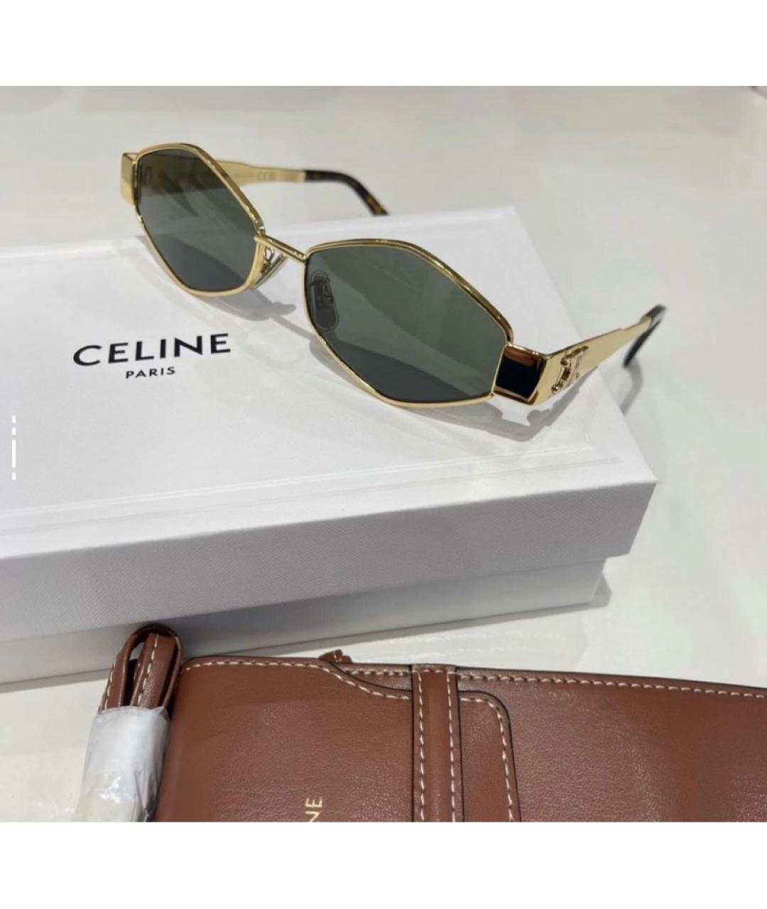 CELINE Золотые металлические солнцезащитные очки, фото 4