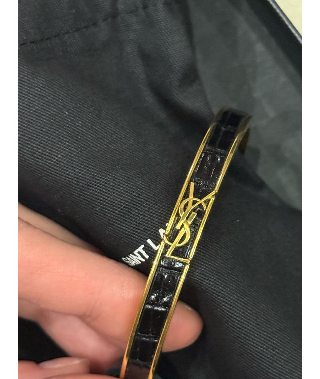 SAINT LAURENT Черный металлический браслет, фото 4