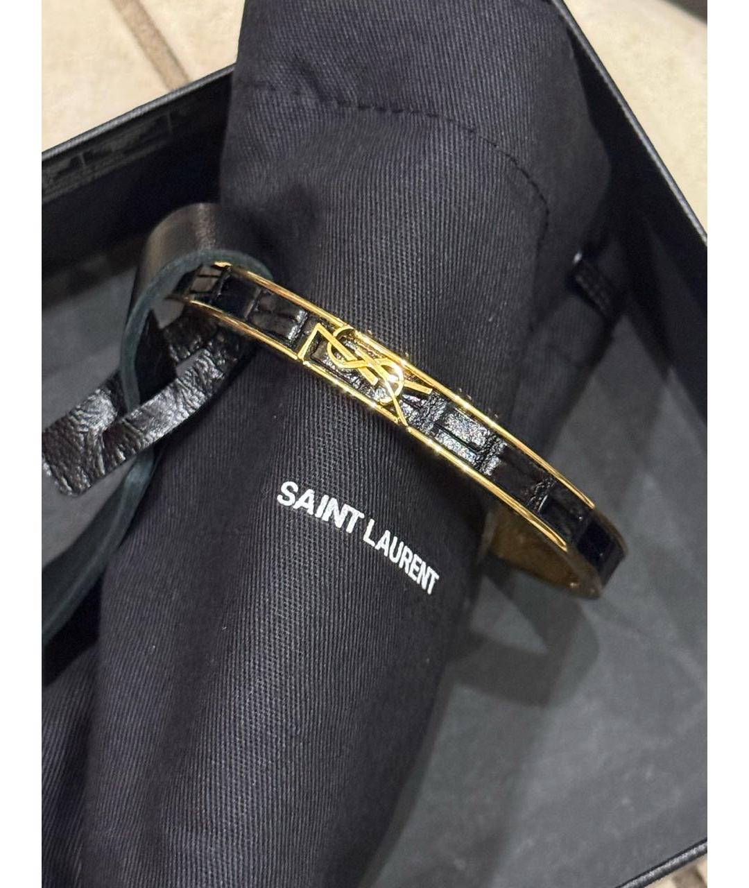 SAINT LAURENT Черный металлический браслет, фото 2