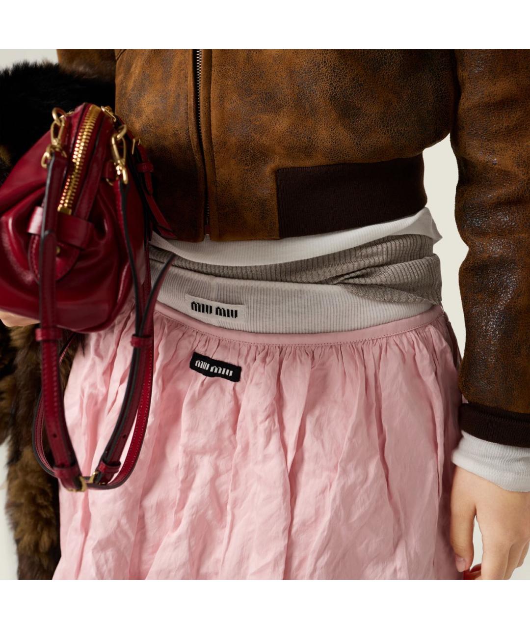 MIU MIU Розовая хлопковая юбка миди, фото 4