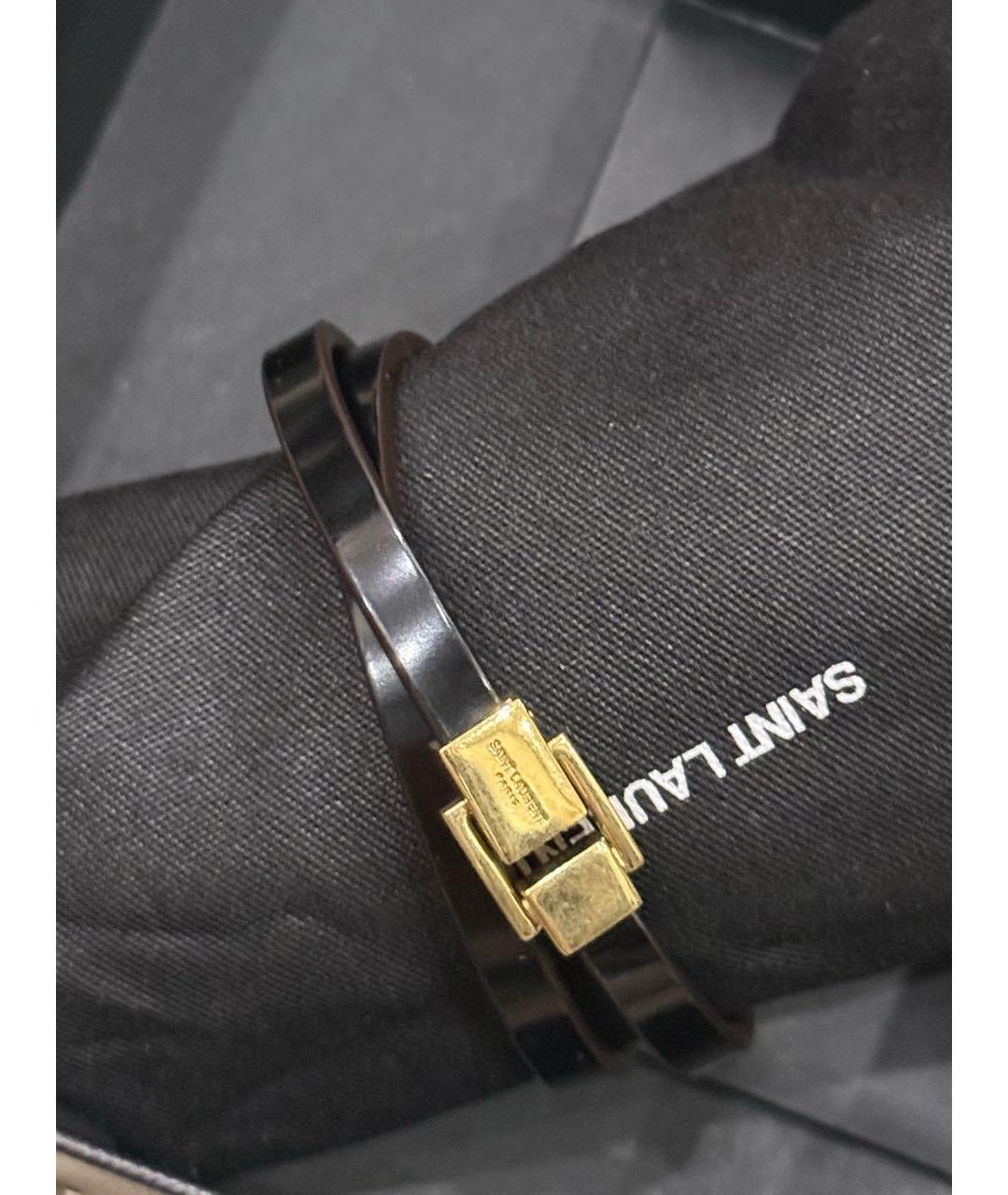 SAINT LAURENT Черный кожаный браслет, фото 5