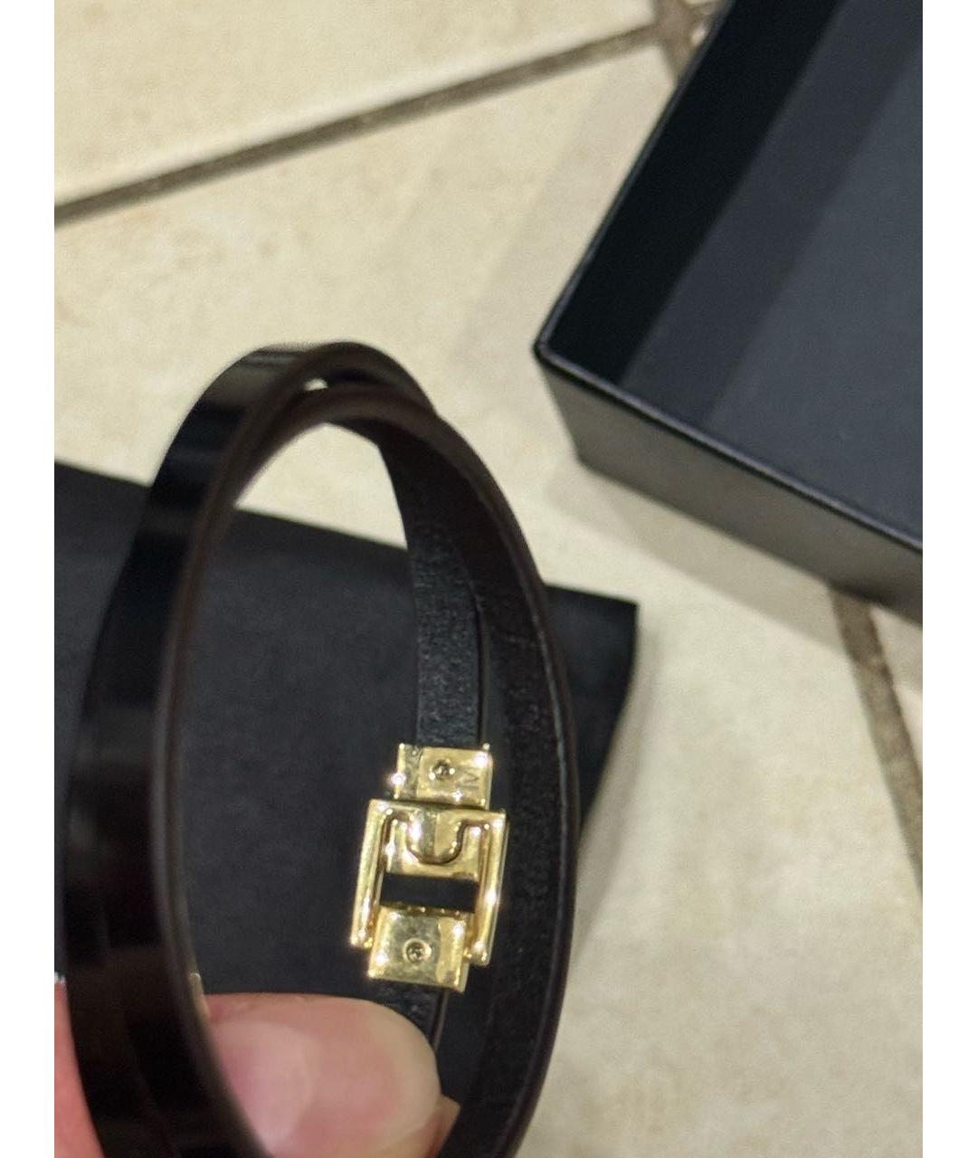 SAINT LAURENT Черный кожаный браслет, фото 2