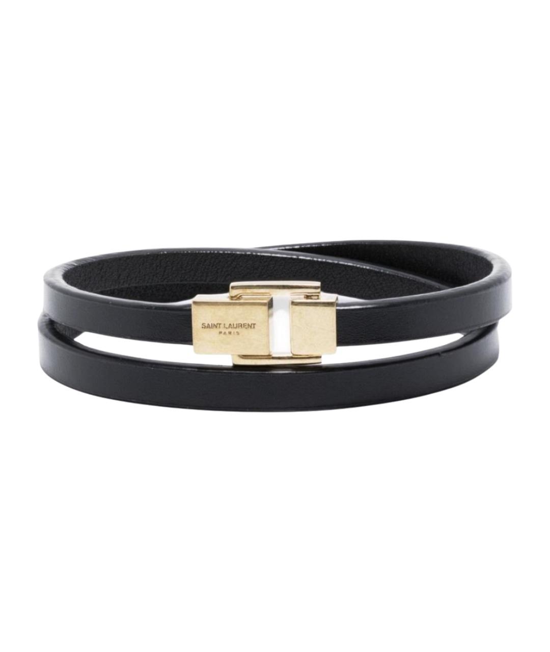 SAINT LAURENT Черный кожаный браслет, фото 1