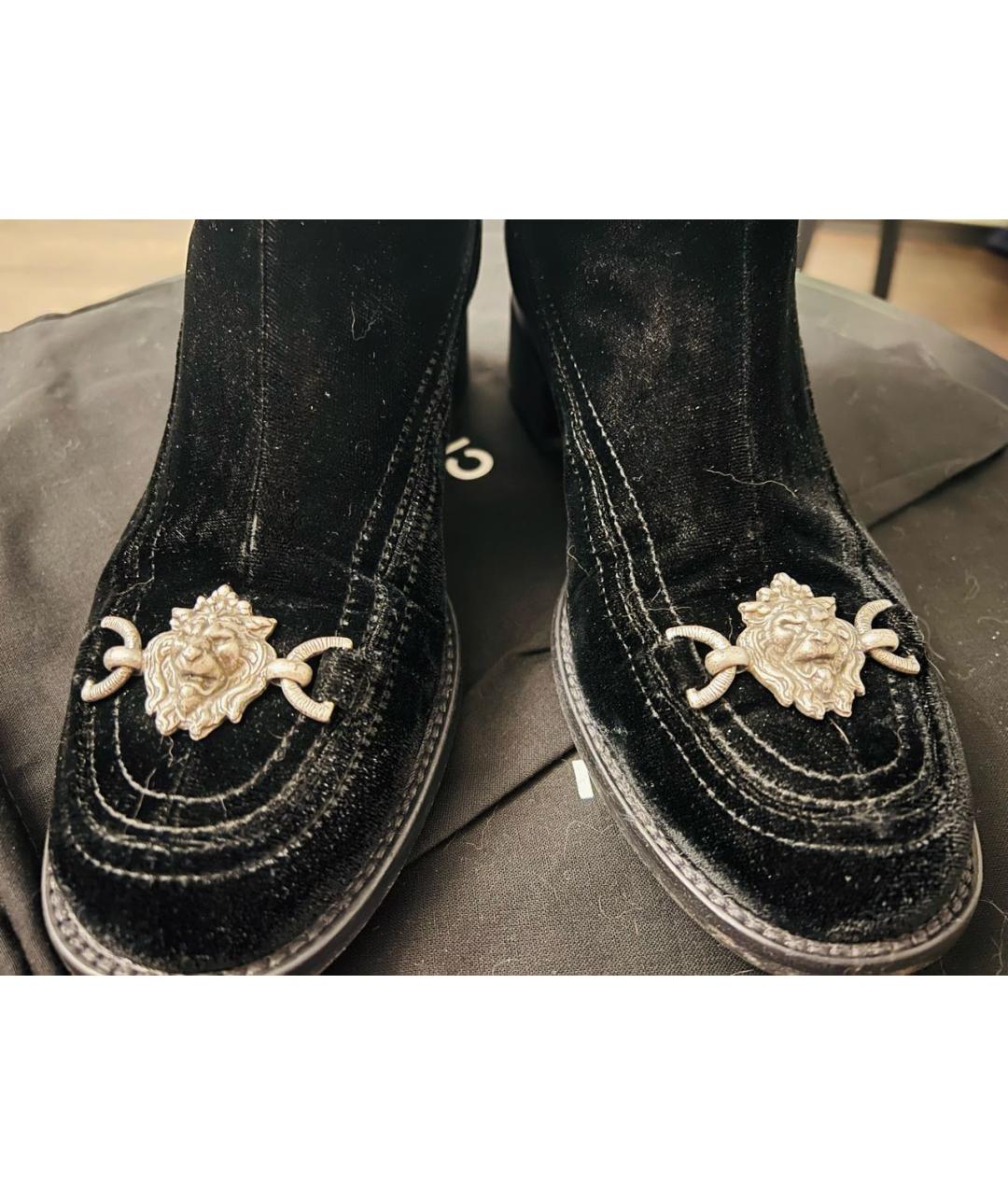 CHANEL Черные бархатные ботильоны, фото 4