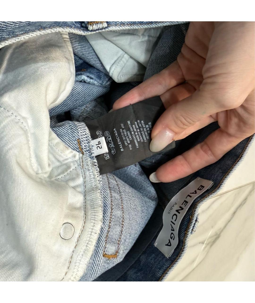 BALENCIAGA Голубые хлопковые джинсы слим, фото 8