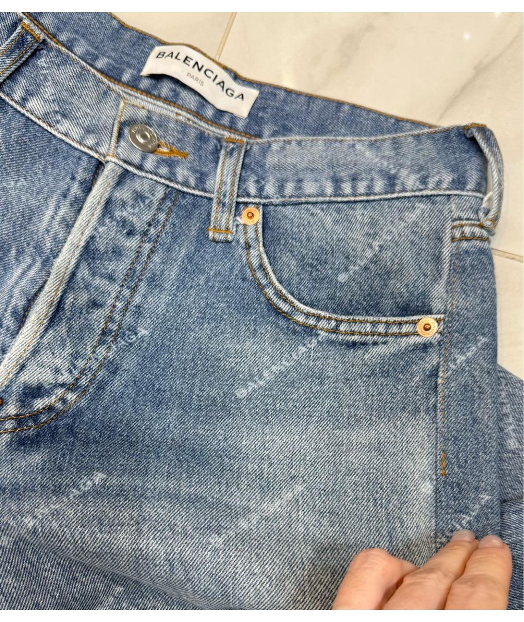 BALENCIAGA Голубые хлопковые джинсы слим, фото 7