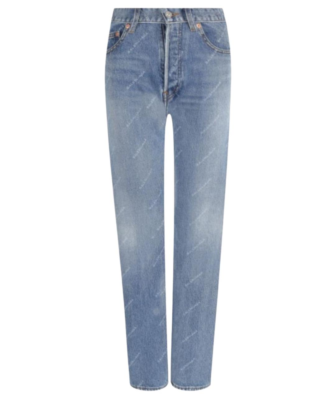 BALENCIAGA Голубые хлопковые джинсы слим, фото 1