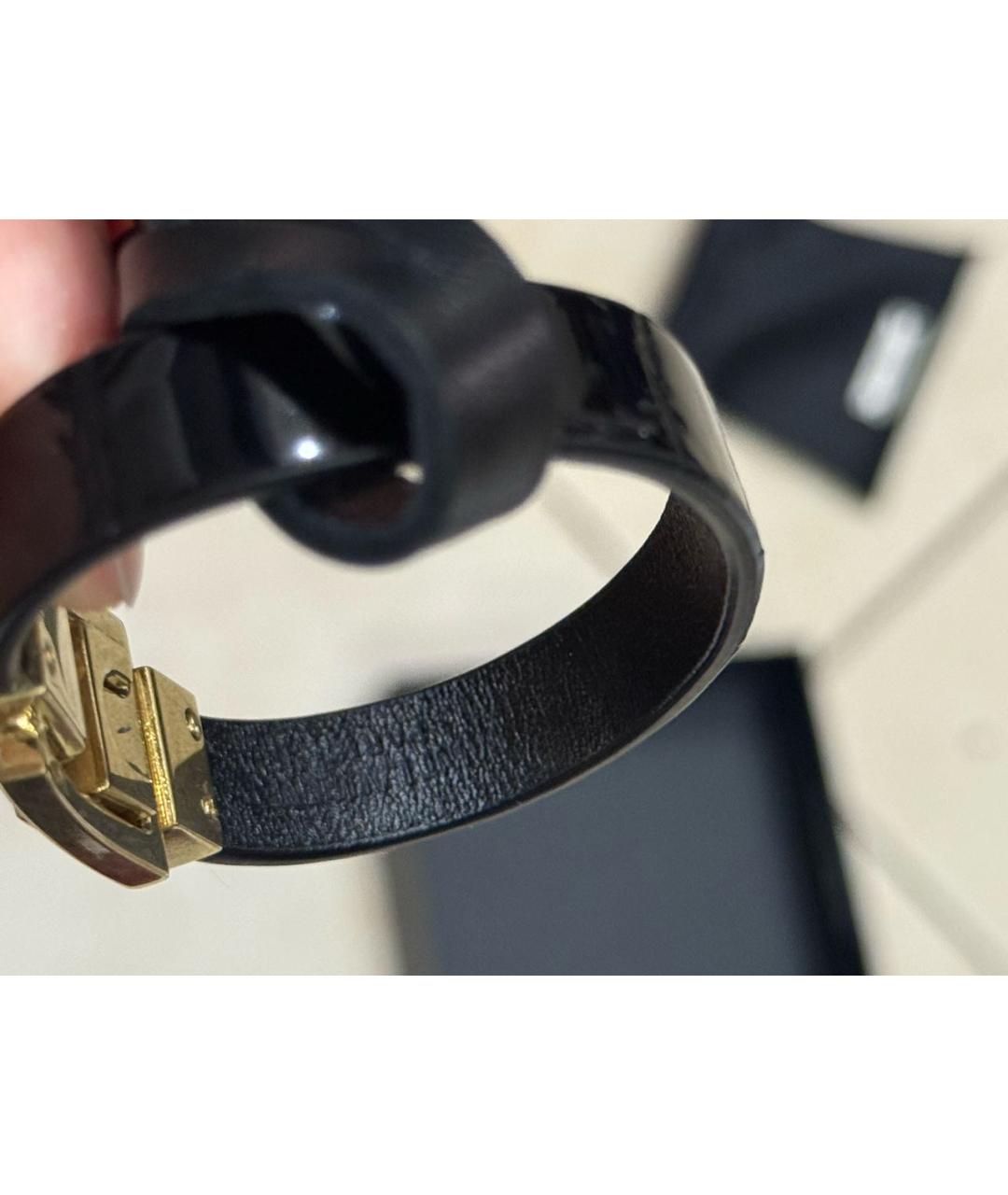 SAINT LAURENT Черный кожаный браслет, фото 5