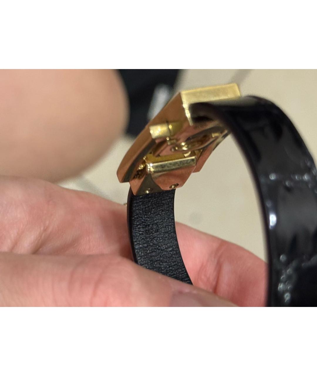 SAINT LAURENT Черный кожаный браслет, фото 6