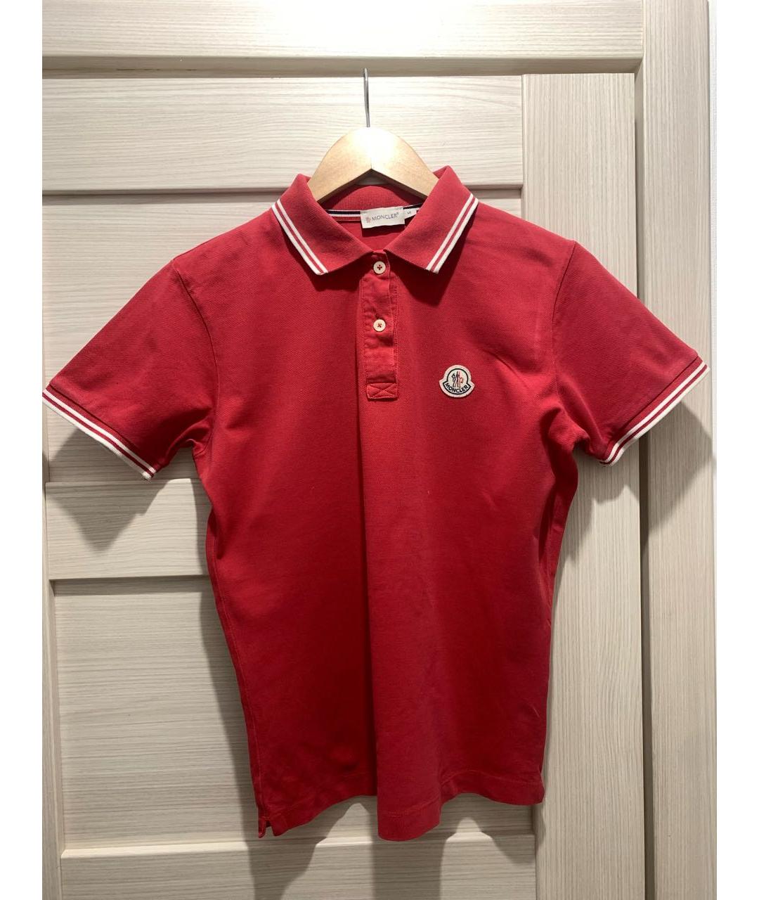 MONCLER Красная хлопковая футболка, фото 8