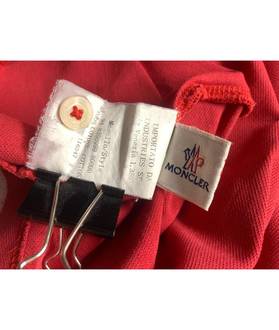 MONCLER Красная хлопковая футболка, фото 6