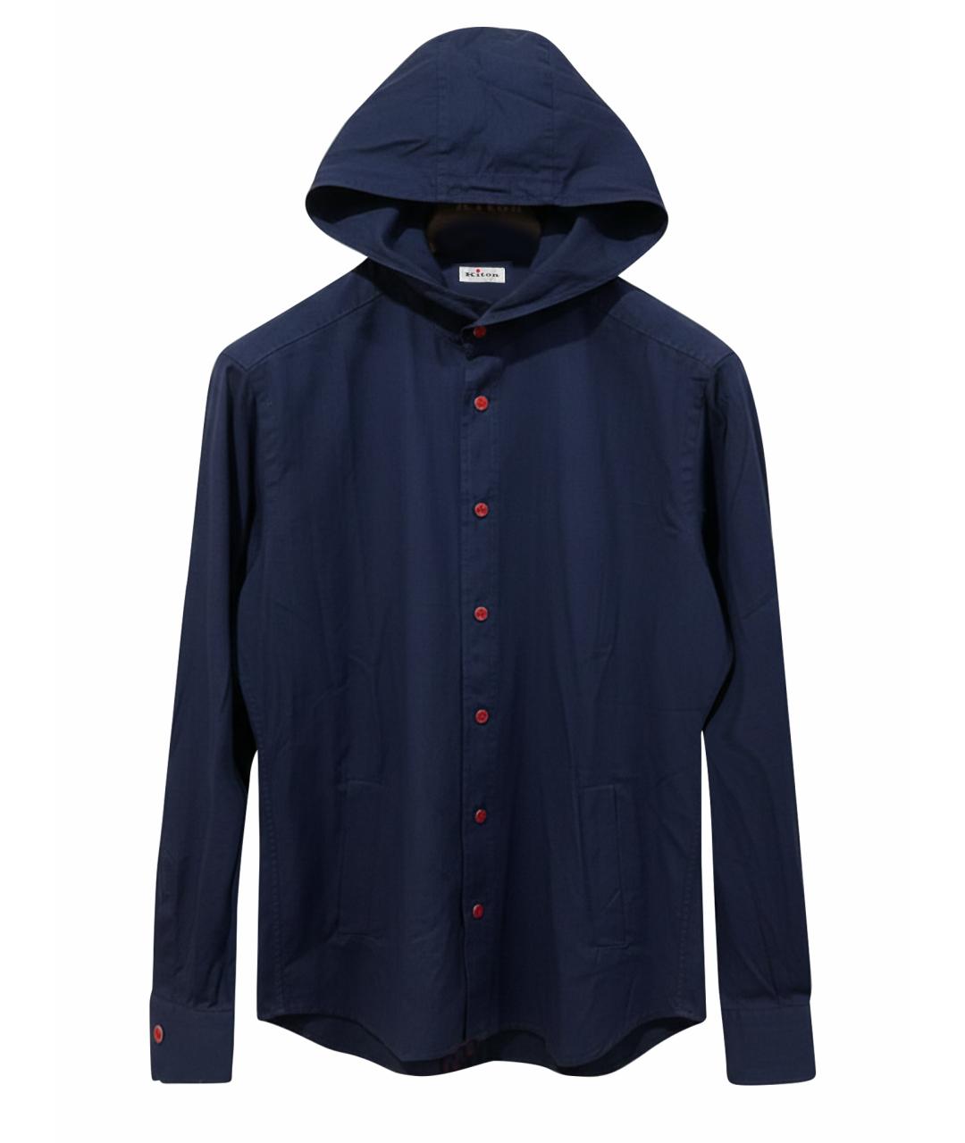 KITON Темно-синяя хлопко-лиоцелловая кэжуал рубашка, фото 1