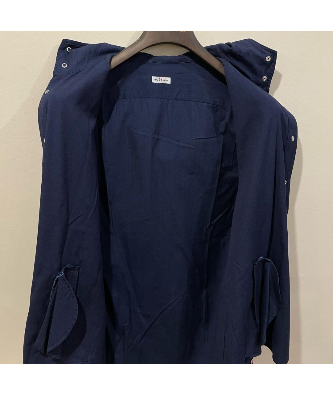 KITON Темно-синяя хлопко-лиоцелловая кэжуал рубашка, фото 3