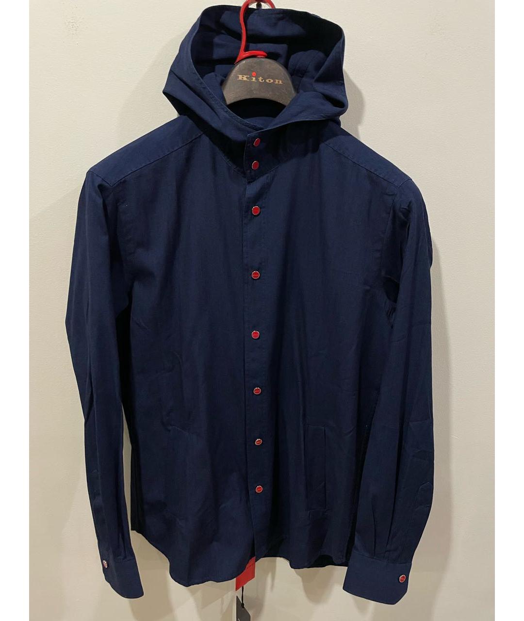 KITON Темно-синяя хлопко-лиоцелловая кэжуал рубашка, фото 6