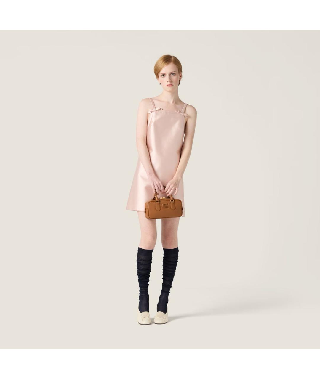 MIU MIU Розовое шелковое повседневное платье, фото 2