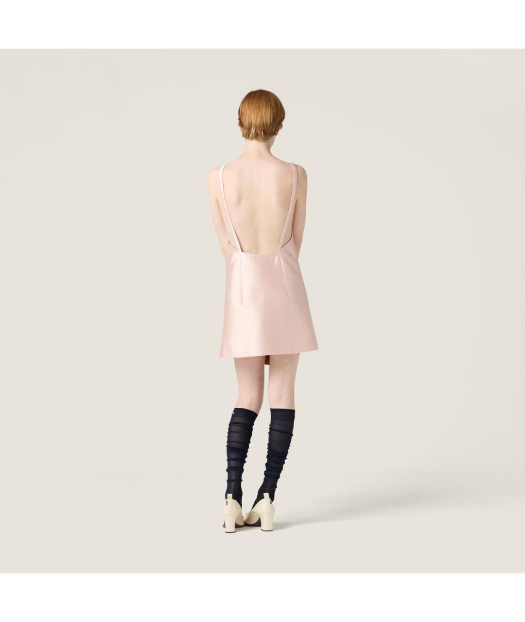 MIU MIU Розовое шелковое повседневное платье, фото 3