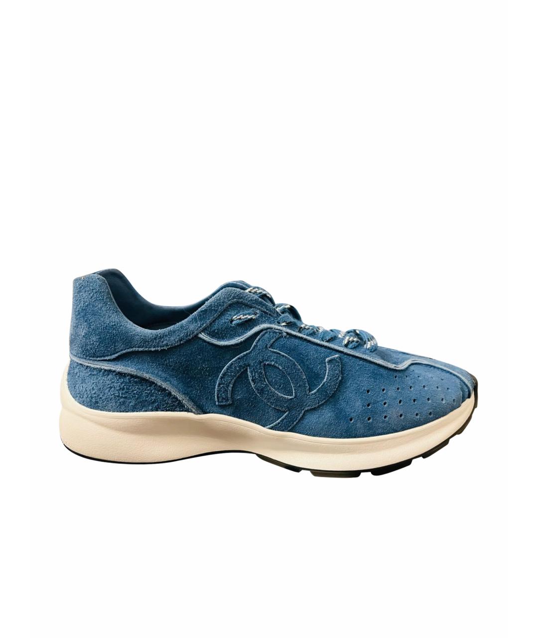 CHANEL Голубые замшевые кроссовки, фото 1