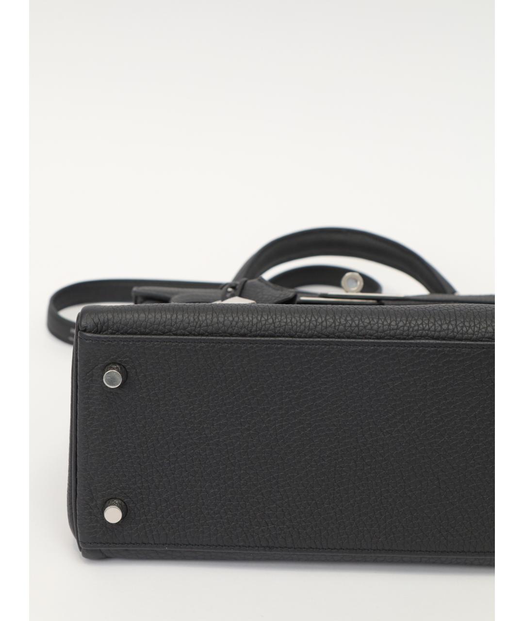 HERMES Черная кожаная сумка с короткими ручками, фото 6
